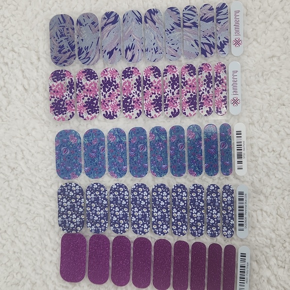 Jamberry Other - 5 Jamberry Nail Wraps, Half Sheets Lot Purples Blues
